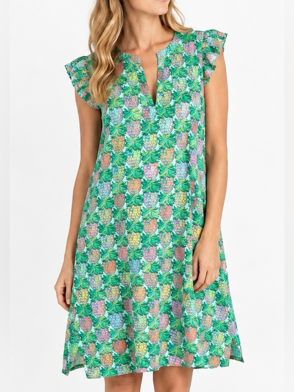 Haley and the Hound Madeline Dress Small Watercolor Pineapple Preppy Resortwear